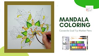 Mandala Coloring with Dual Tip Brush Markers by Caisexile