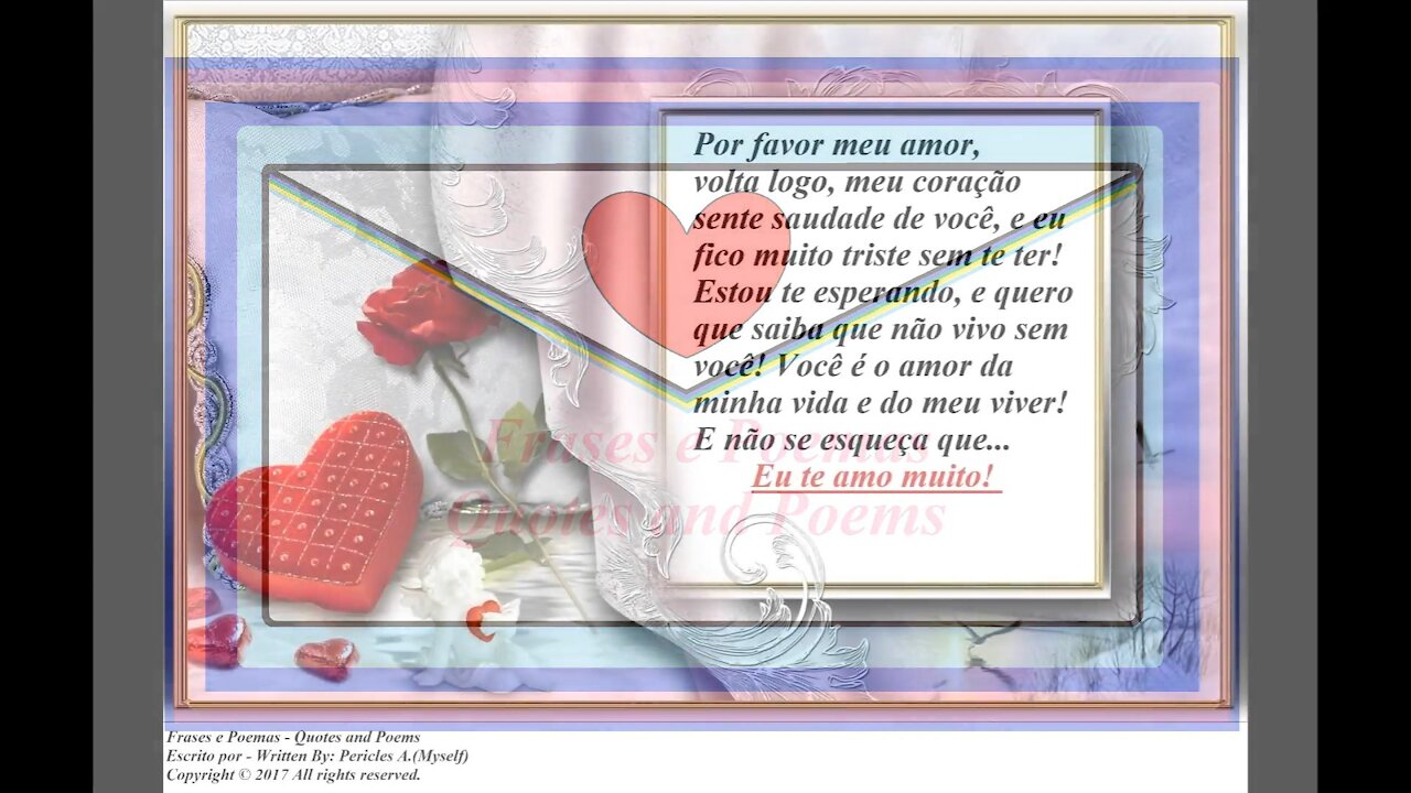 Por favor meu amor, volta logo, meu coração sente saudade, eu te amo muito! [Frases e Poemas]