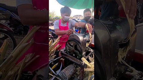 SUGAR CANE JUICE MADE THE OLD FASHIONED WAY.