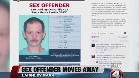Sex offender moves out of Laishley Park