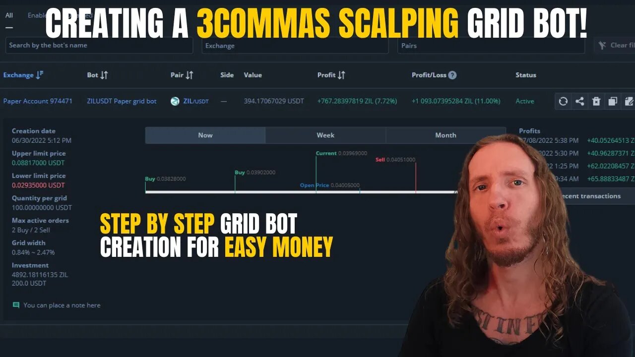 3Commas Grid Bot Creation for Scalping! Step by Step Easy Gains Mode