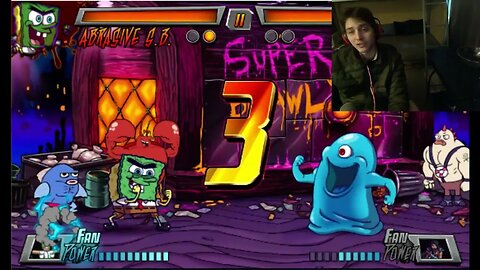 B.O.B. The Monster VS Abrasive SpongeBob In A Nickelodeon Super Brawl 3 Battle With Live Commentary