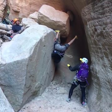 Man Repelling On Rocks Gets Stuck and Needs Help
