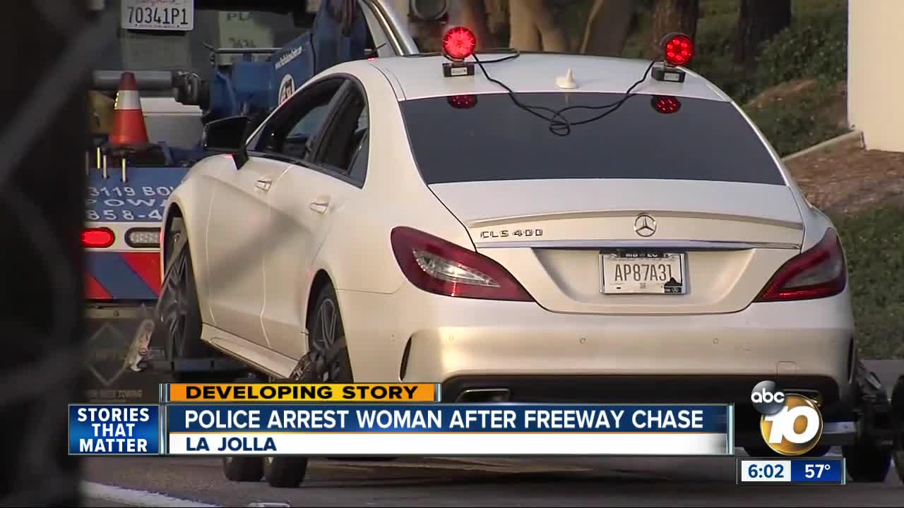 Woman arrested after leading police on chase