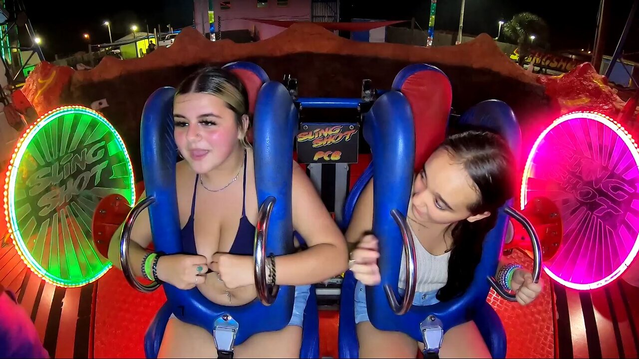 Girls enjoying riging slingshot - Slingshot & Vomatron at Indy Speedway -202