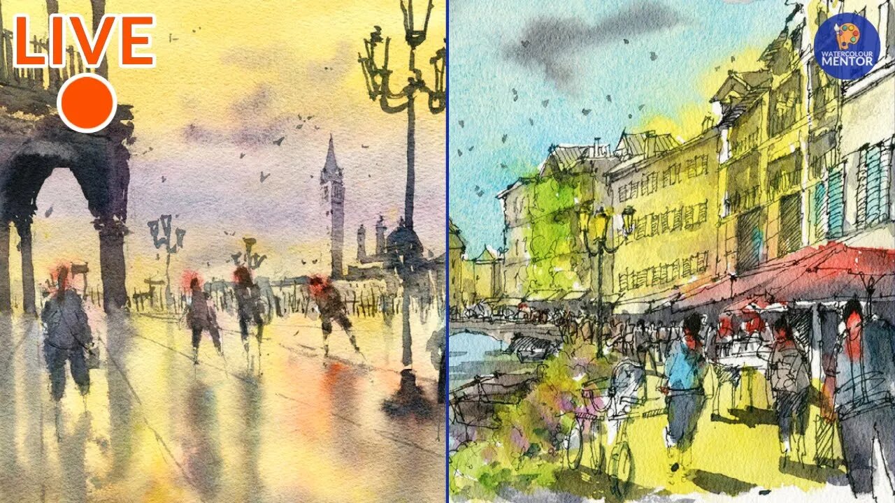 Live #15 - Draw and Paint Venice, Italy and Annecy, France