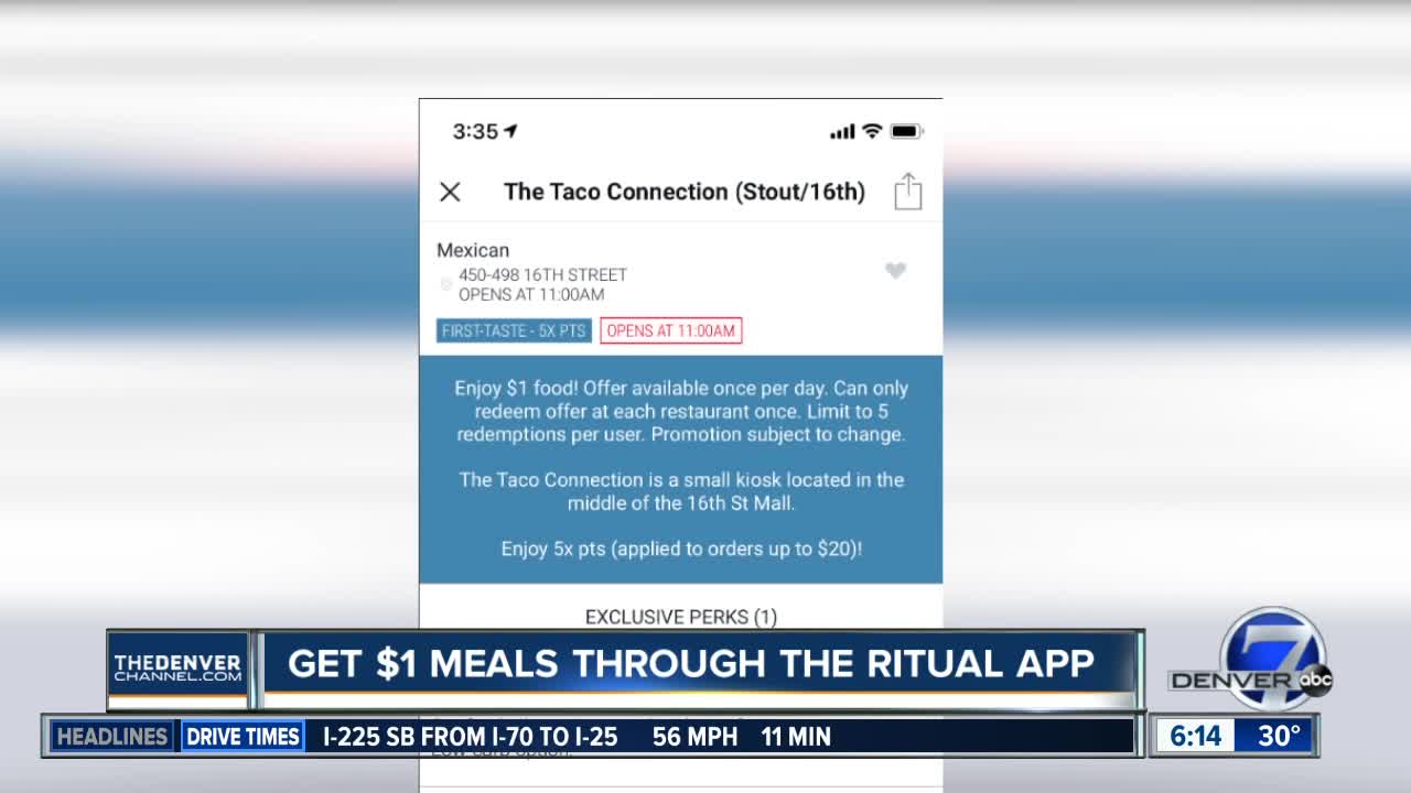 Get $1 meals through Ritual app