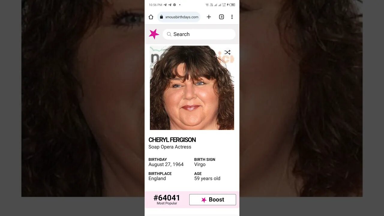 HAPPY 59 BIRTHDAY CHERYL FERGISON Soap Opera Actress