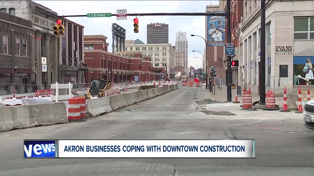 Local businesses face challenges with ongoing construction in downtown Akron