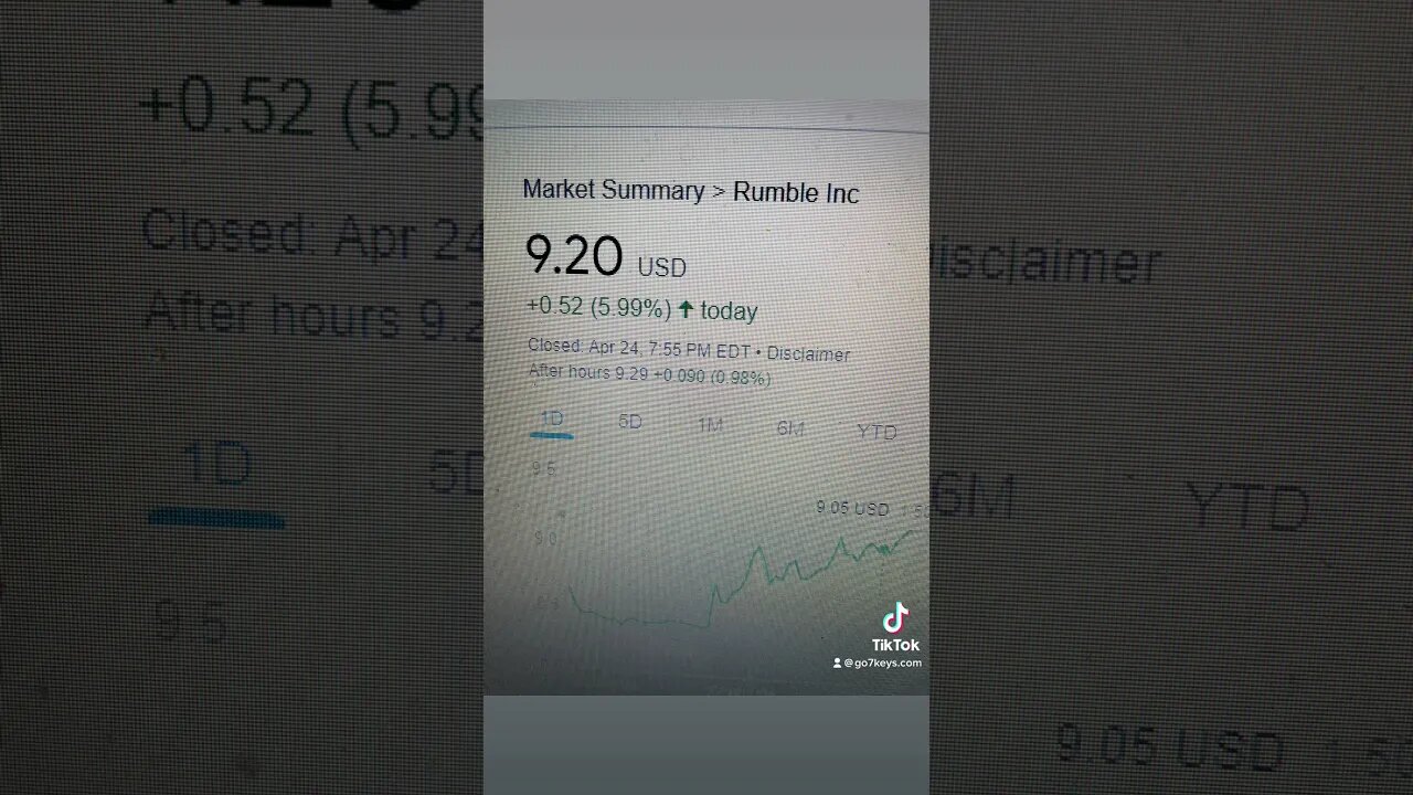 Rumble Stock up 6% because Tucker Carlson got fired.