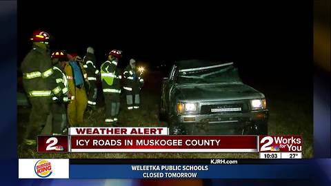 Muskogee County first responders busy with icy road crashes