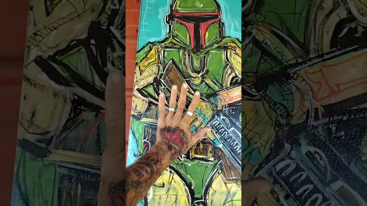 Five Foot Tall Boba Fett Painting is finished!