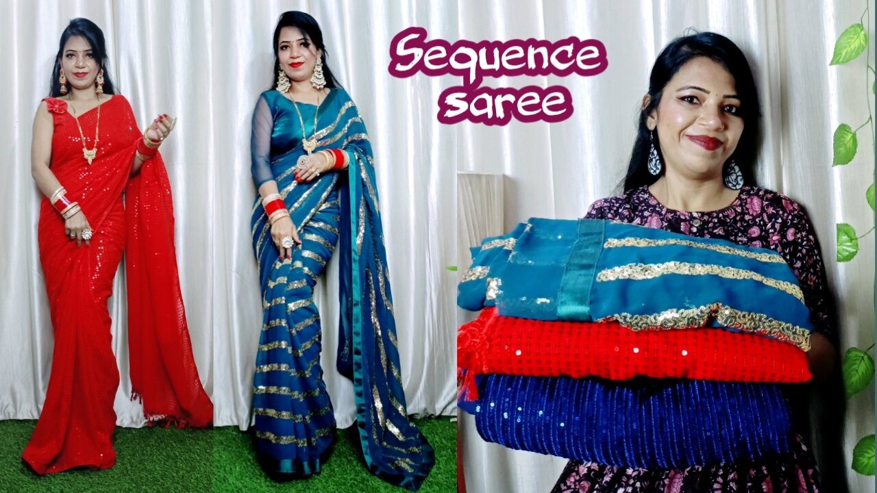 Sequence sarees|sequence sari haul for wedding function,party| latest sequence sari|sari collection