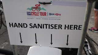 SOUTH AFRICA - Cape Town - Hand sanitisers at the Cape Town Cycle Tour (Video) (63E)