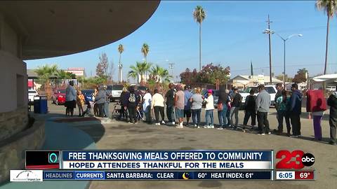 Free Thanksgiving meals offered throughout the day to the community