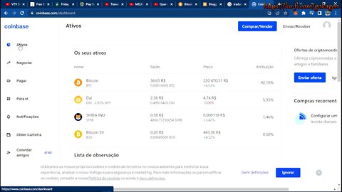 Transmissão ao vivo de Tempo final tabela coinbase