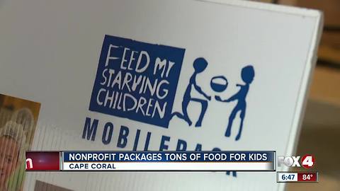 Non-profit organization package food for starving children