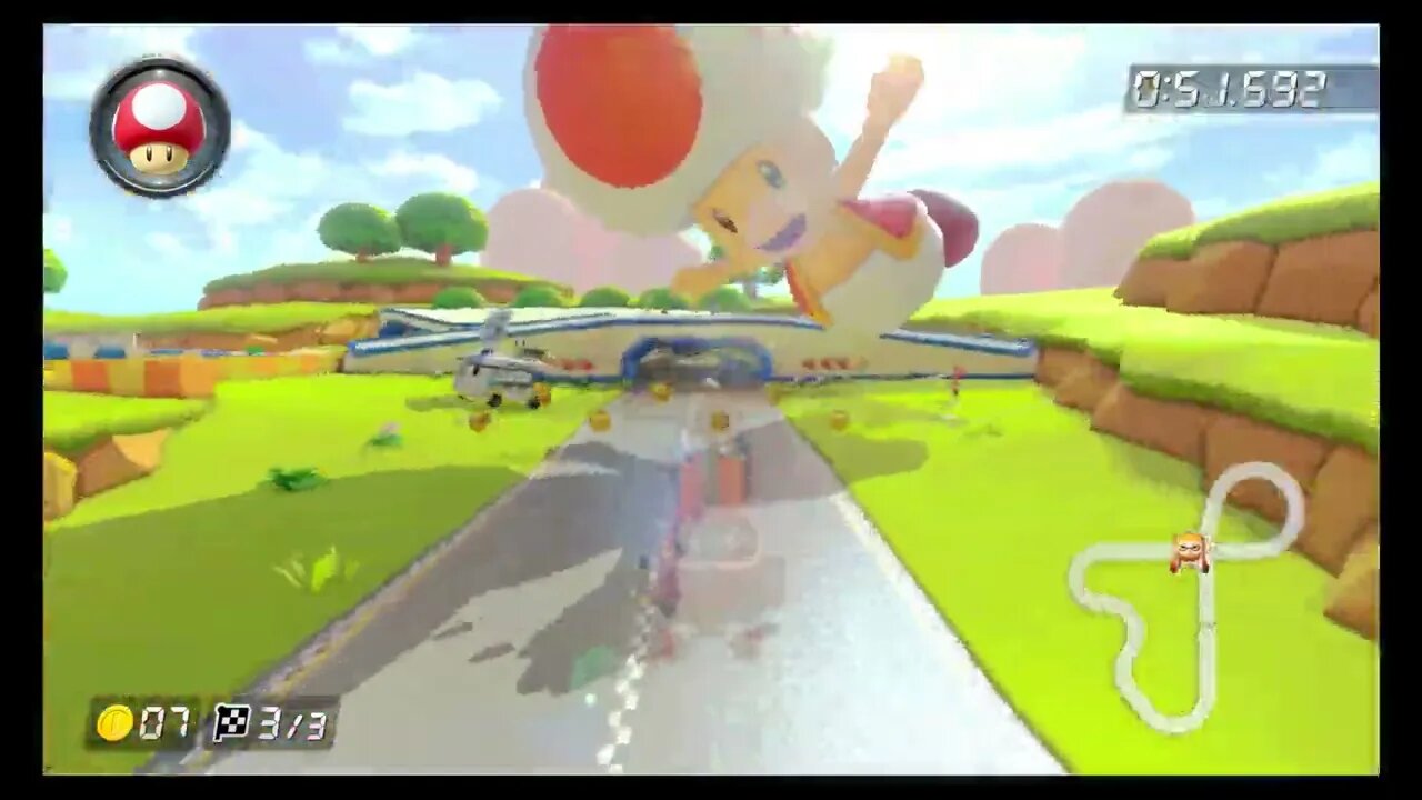 Mario Kart 8 Deluxe Time Trials - 3DS Toad Circuit (200cc) - 1:02.470