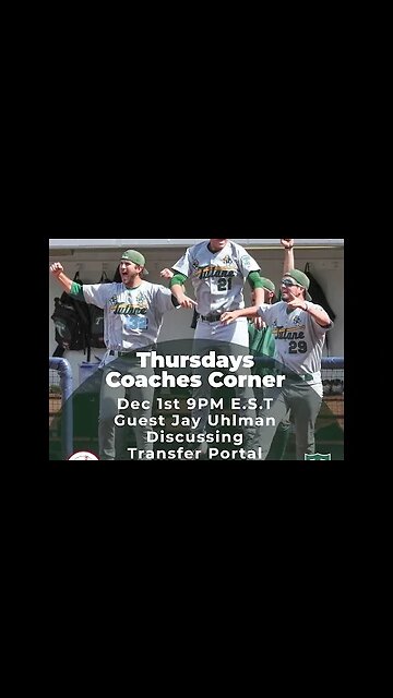 Thursday, December 1 at 9pm Coaches Corner with guest Jay Uhlman -Head Coach Tulane. #baseball