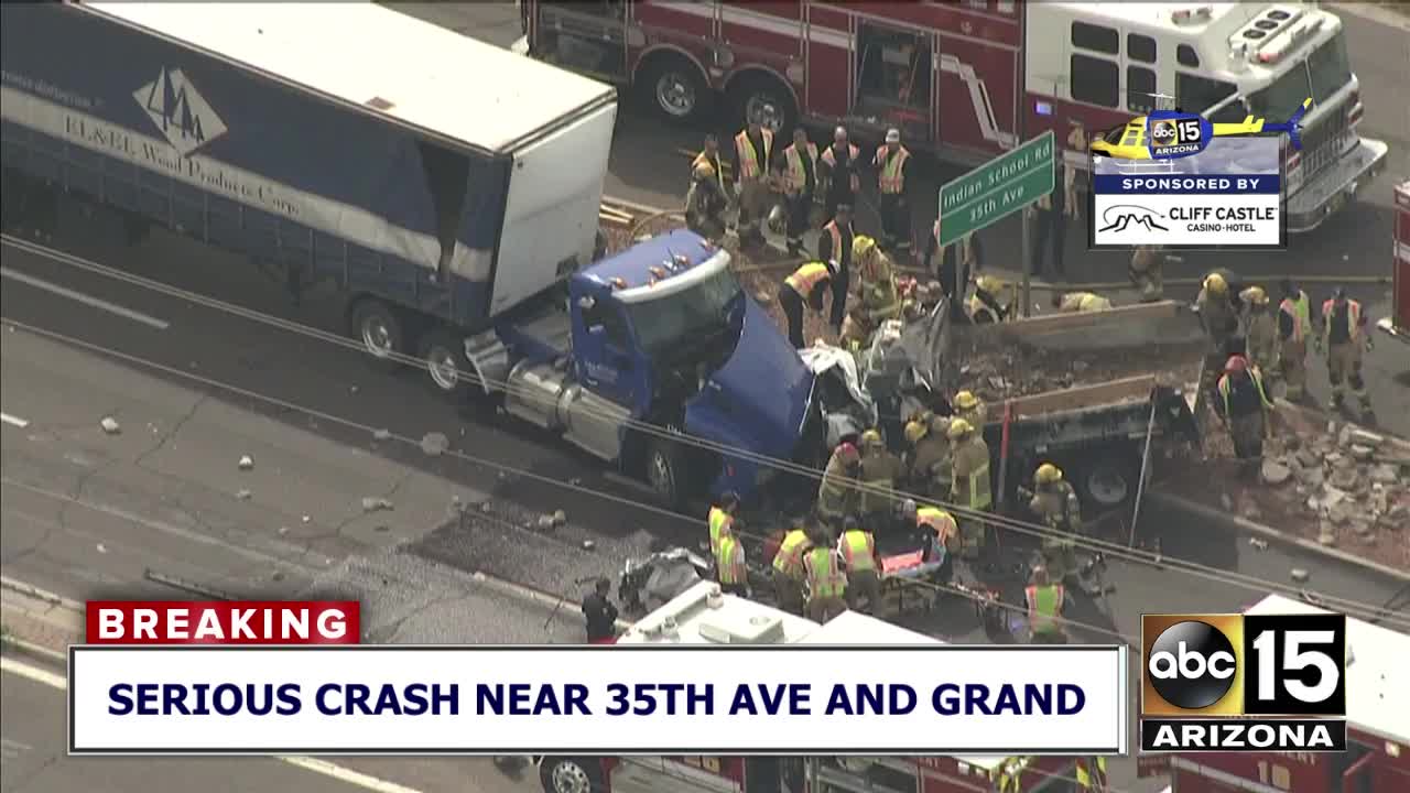 Dump truck, semis involved in Phoenix crash