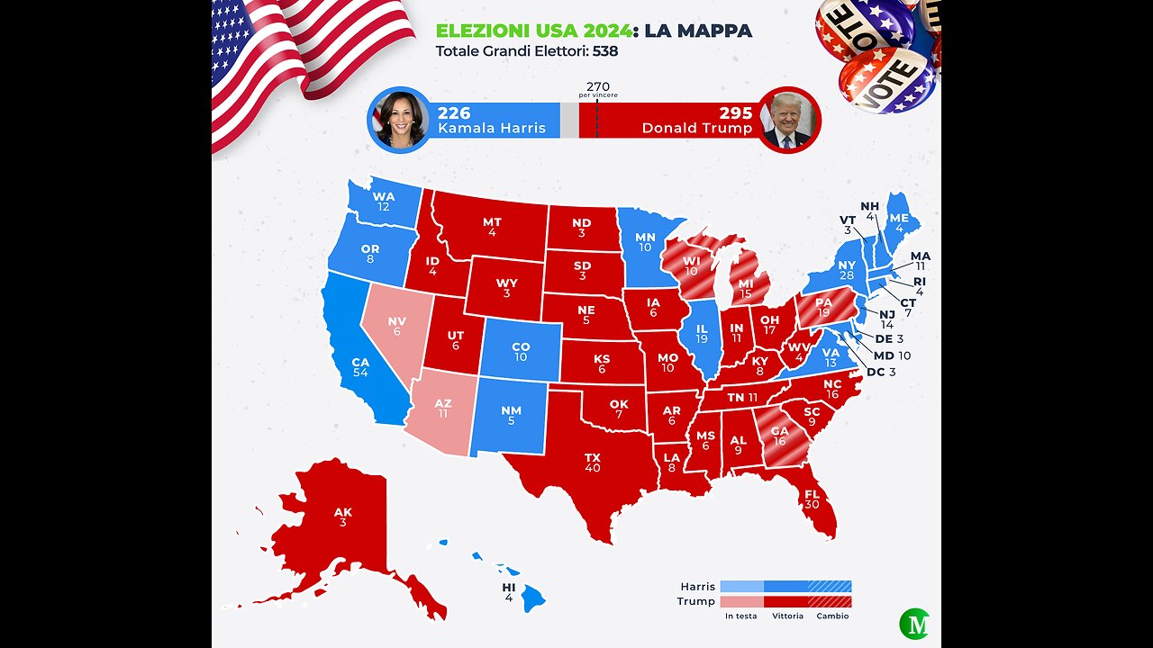 NOTIZIE DAL MONDO Donald Trump vince le elezioni presidenziali USA del 5 novembre 2024,il candidato repubblicano prende le chiavi della Casa Bianca per il suo secondo mandato.In un discorso ha ringraziato i suoi elettori e ha detto di aver fatto la storia