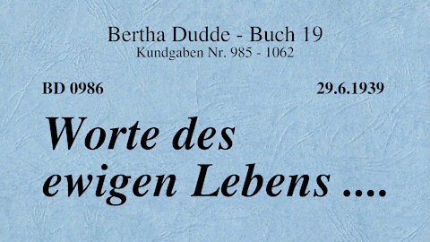 BD 0986 - WORTE DES EWIGEN LEBENS ....