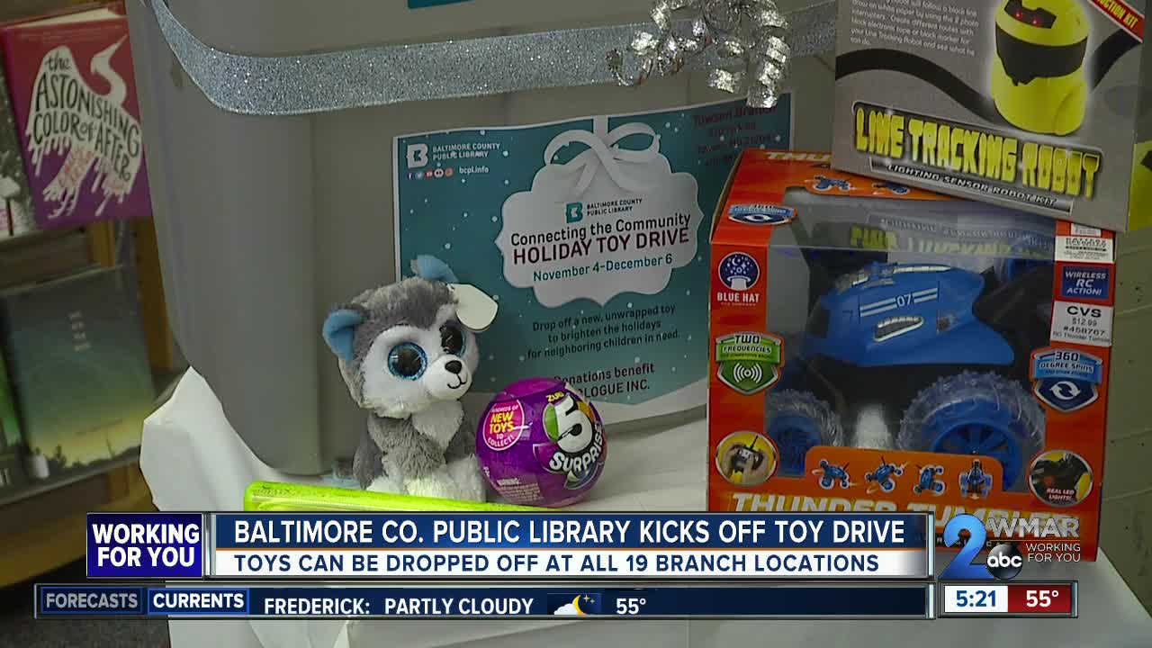 Baltimore Co. Public library kicks off toy drive, toys can be dropped off at all 19 branch locations