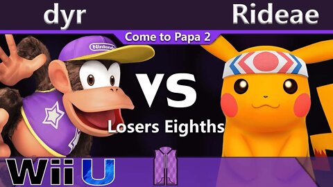 Shoq|Rideae (Pikachu) vs. MVG|dyr (Diddy Kong) - Wii U Losers Eighths - CTP2