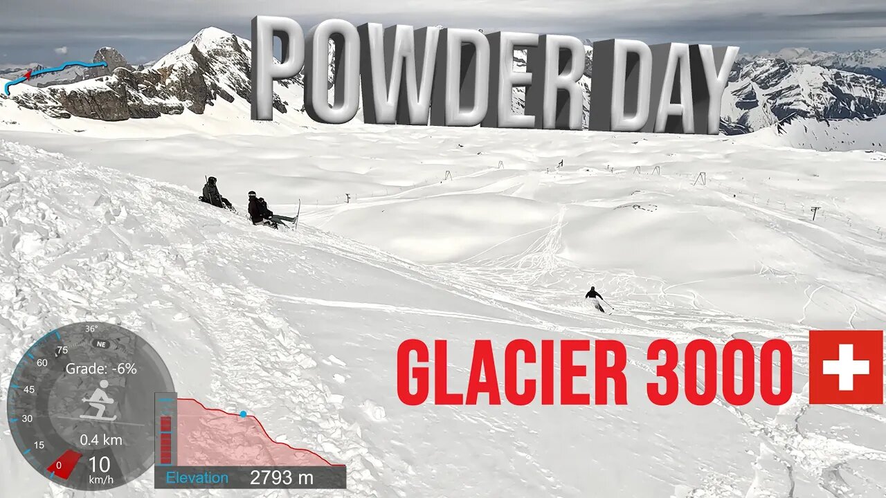 [4K] Skiing Glacier 3000, Quille du Diable to Scex Rouge, Powder Day, Vaud Switzerland, GoPro HERO11