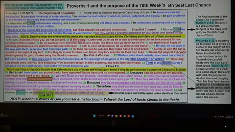 Proverbs 1 and the 70th Week's 5th Seal Last Chance