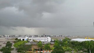 Severe thunderstorm over Miami International Airport