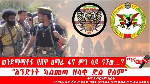 ጣና ግንባር፦ የዐርበኞች መስመር…ወንድማማቾቹ የሸዋ ዐማራ ፋኖ ምን ላይ ናቸው…? አንድነት ካልመጣ ዘላቂ ድል የለም"