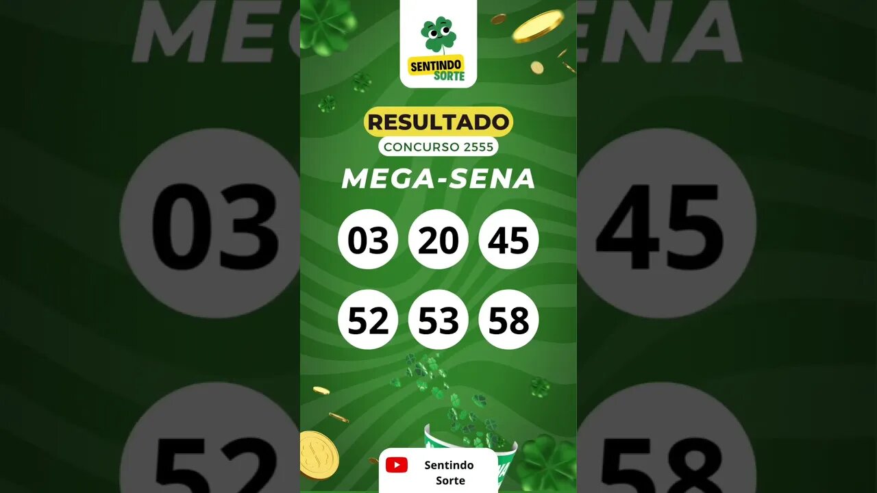 🍀 Resultado MEGA-SENA 2555 | Sentindo Sorte #shorts