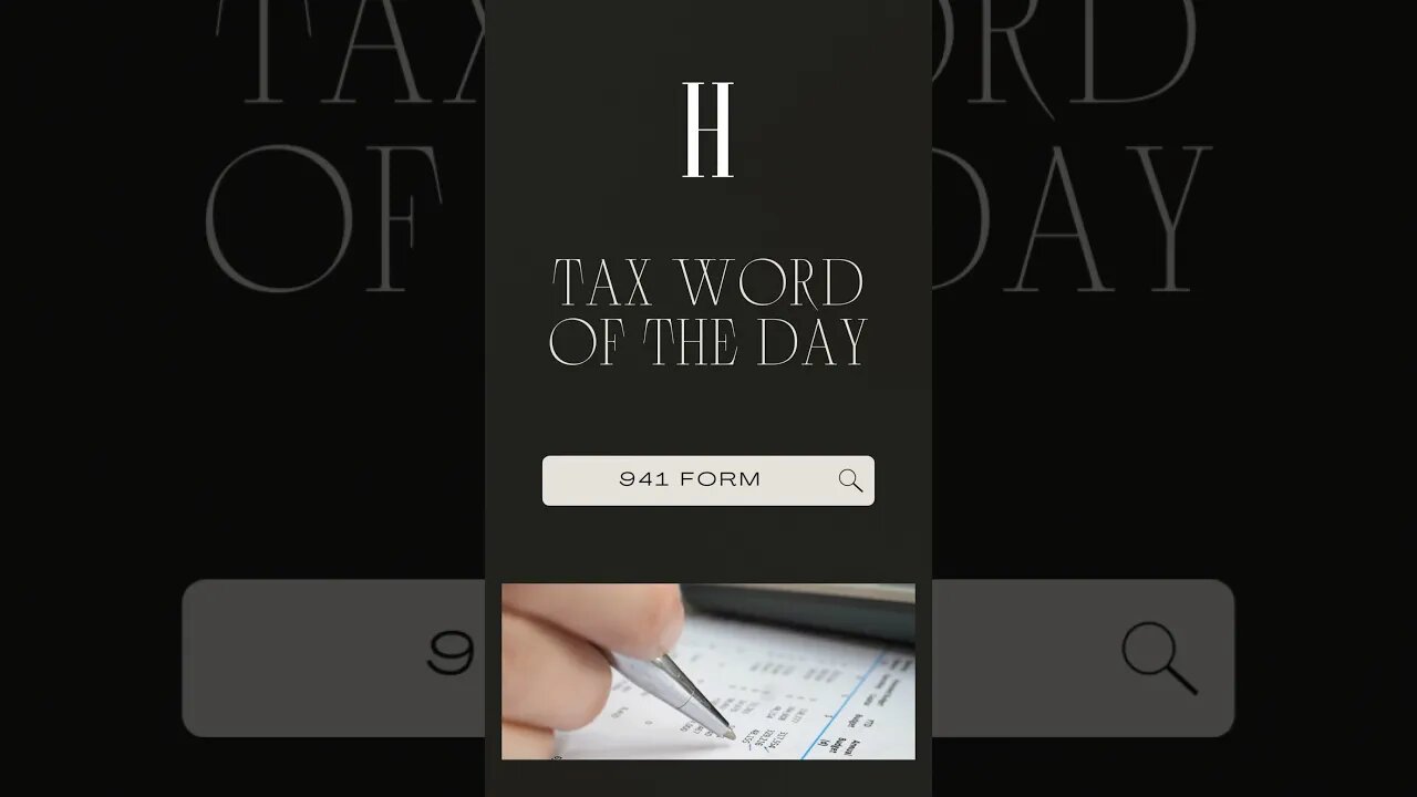 Tax Word of The Day - 941 Form