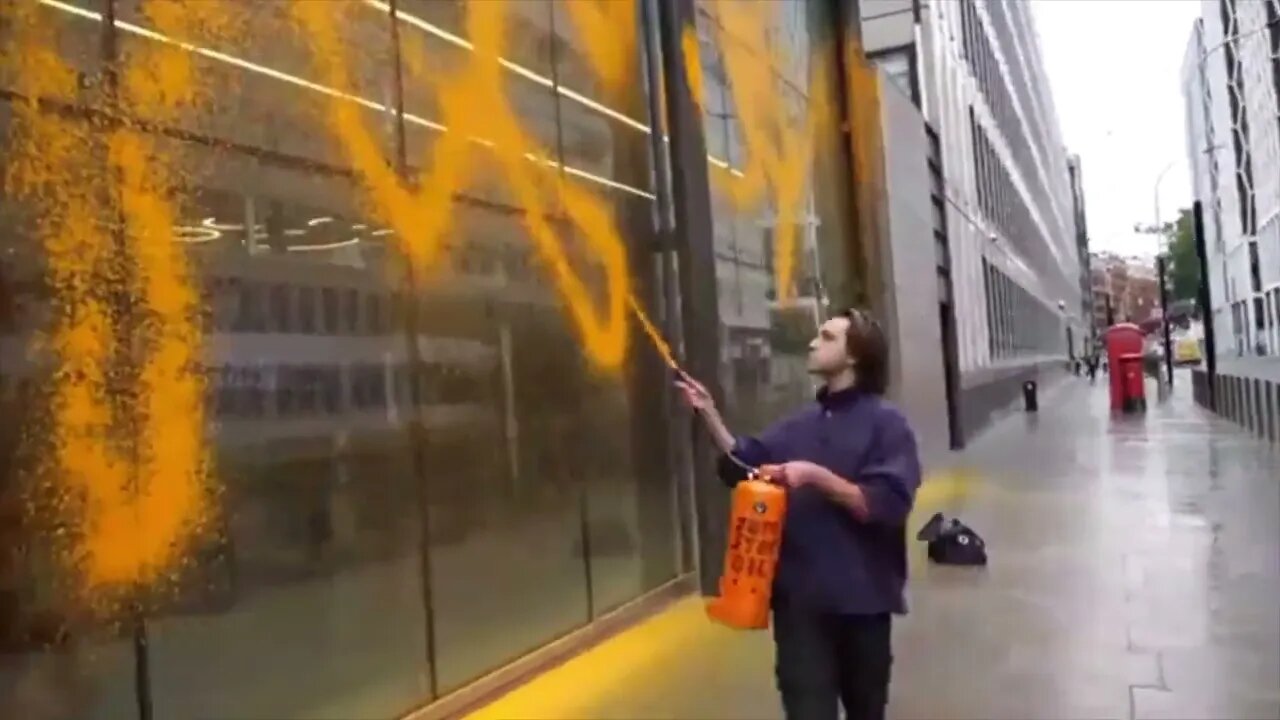 Meanwhile in London, Security Just Watch Activists Vandalizing Buildings To "Save The Planet"