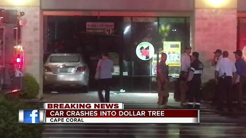 car crashes into Dollar Tree