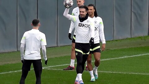 Manchester City train ahead of last-16 Champions League clash against RB Leipzig in Germany