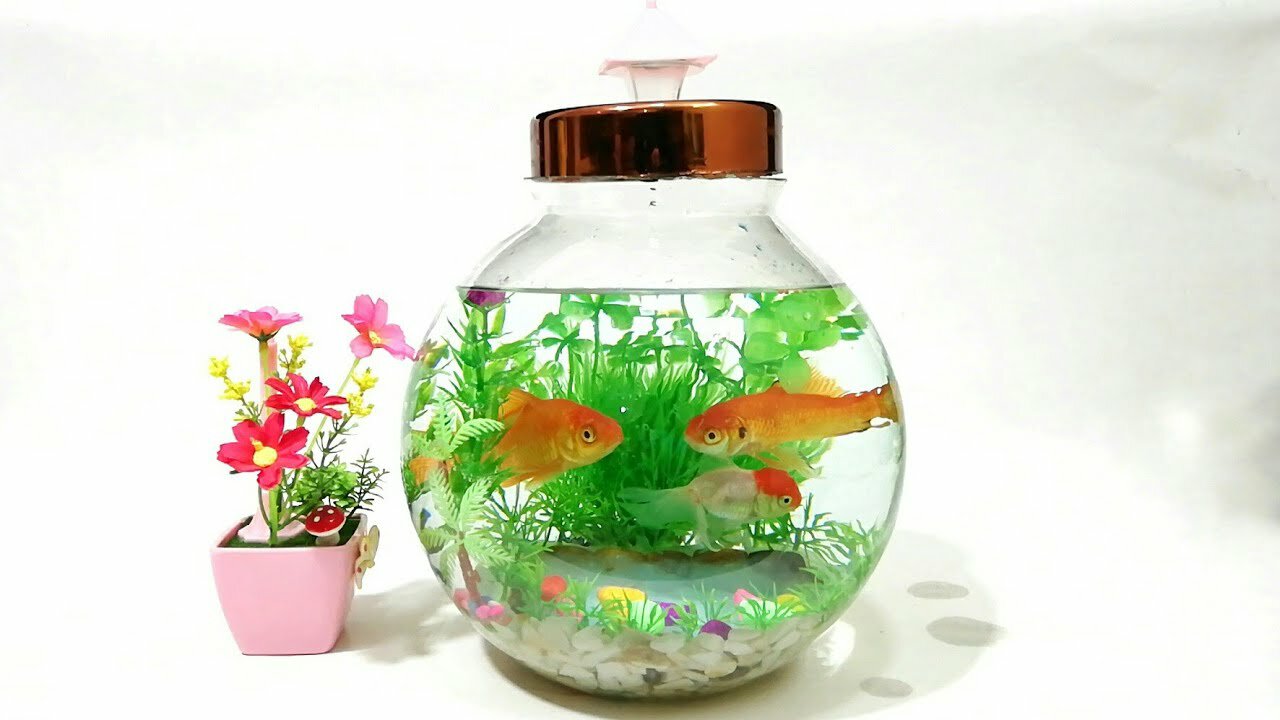 How to Make Mini Aquarium with hot glue pond at home