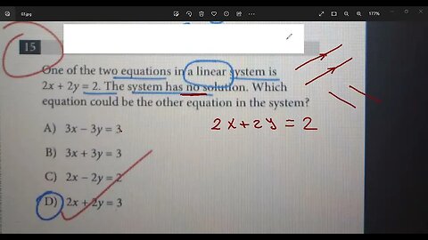 official SAT Test No15 Section 3 (Linear System Equations problem)