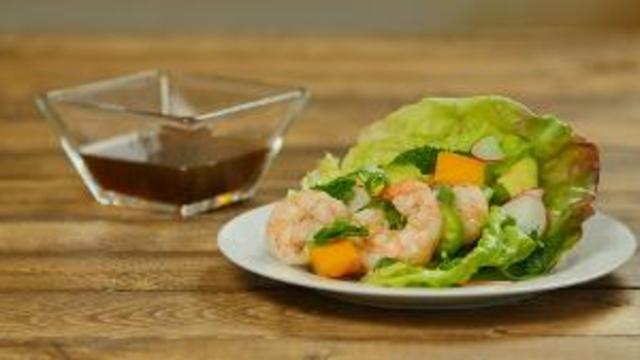 Vietnamese-Style Lettuce Wraps with Grilled Shrimp, Avocado, and Mango