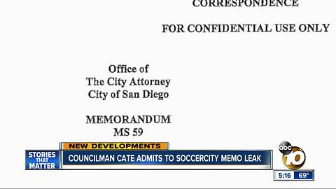 San Diego Councilman Leaked SoccerCity Memo