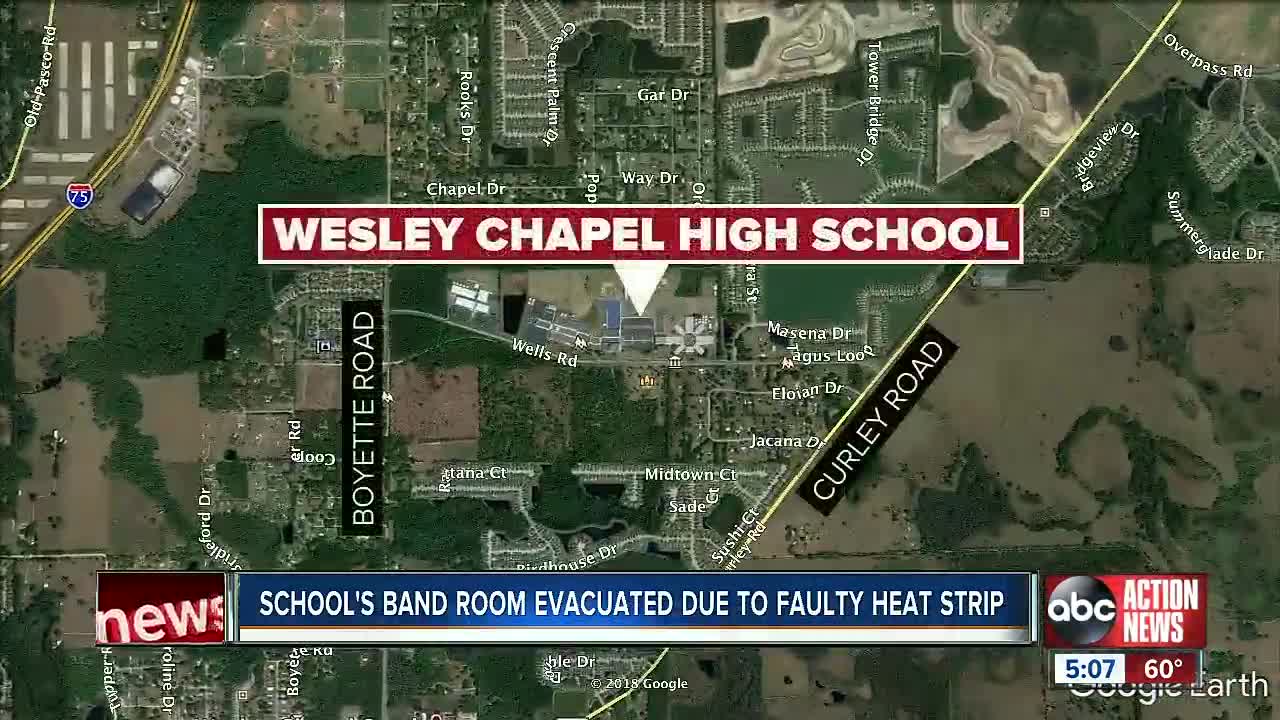 Wesley Chapel High School evacuated after faulty heat strip fills band room with smoke