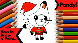 How to draw and paint Pandy Santa from Gabby's Dollhouse Christmas