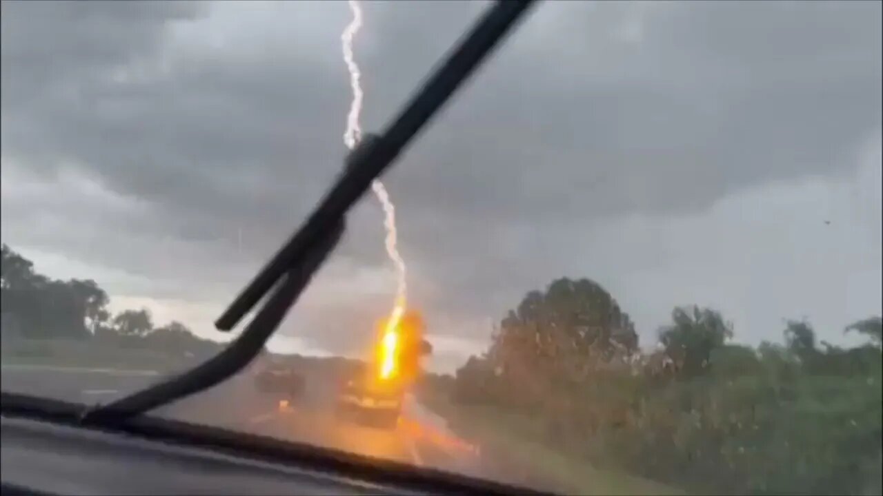 lightning struck the car