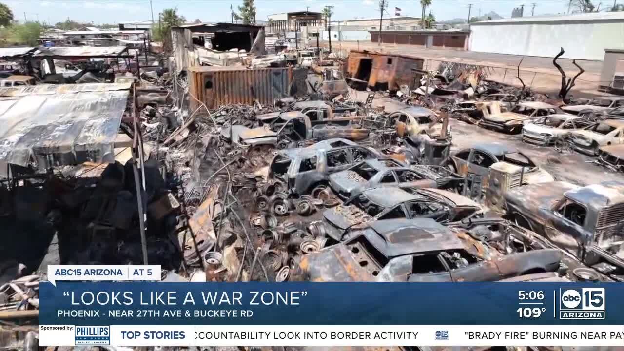 Hundreds of cars lost and destroyed from large fire near 27th Ave and Buckeye Rd