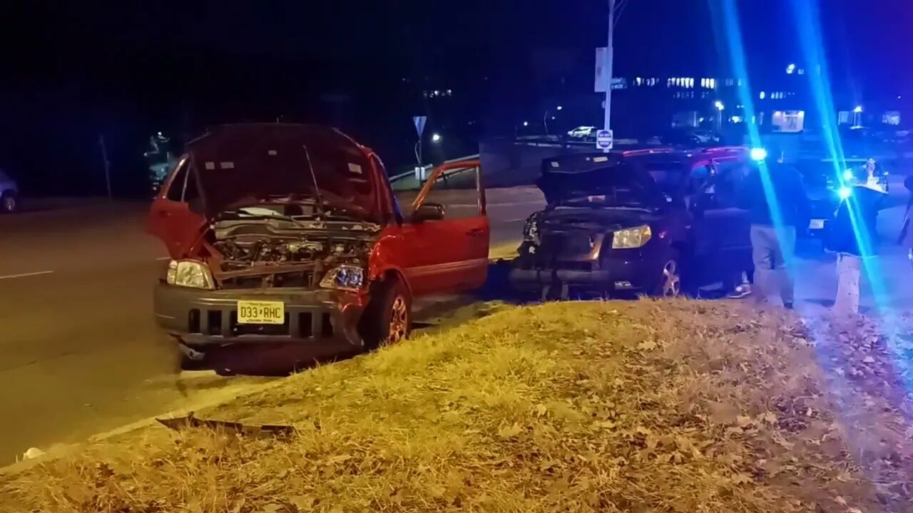 Boston and state police respond to a motor vehicle accident at Walter and Center Street