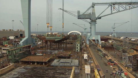 Future Aircraft Carrier John F Kennedy Stern Placed, Time Lapse