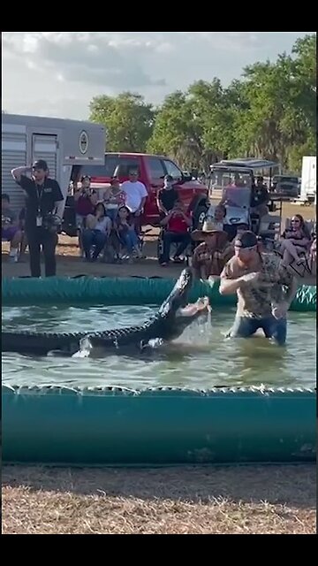 Horror moment alligator wrestler has TOE ripped off