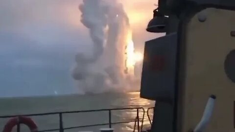 Cruise missiles being fired from the Black Sea