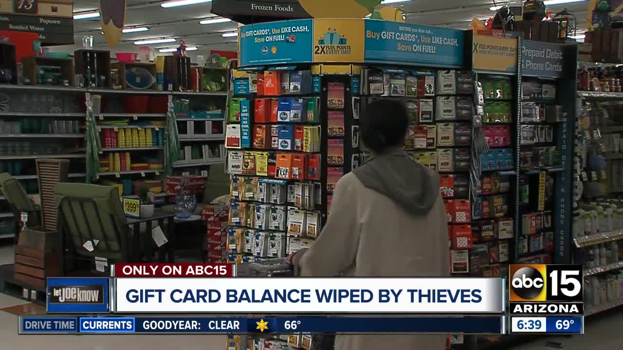 Gift card balance wiped by thieves